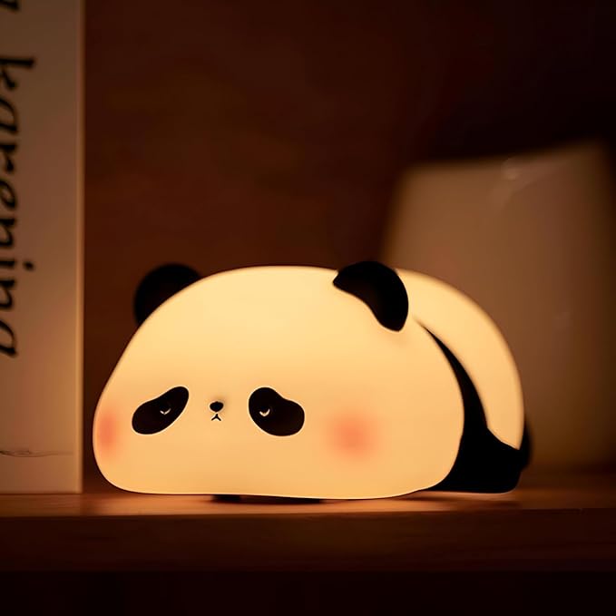 Desidiya® Lying Panda Night Light - Soft Silicone Color-Changing LED Touch Lamp with Timer for Bedroom & Office