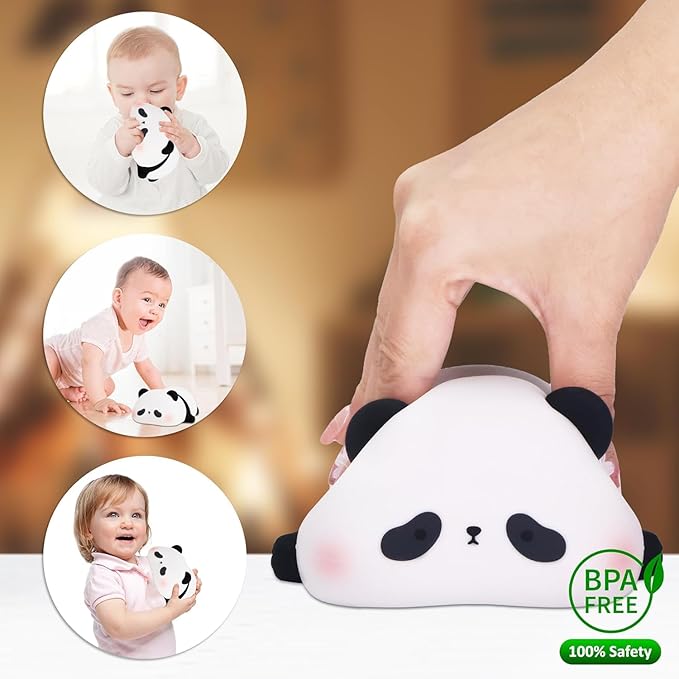 Desidiya® Lying Panda Night Light - Soft Silicone Color-Changing LED Touch Lamp with Timer for Bedroom & Office
